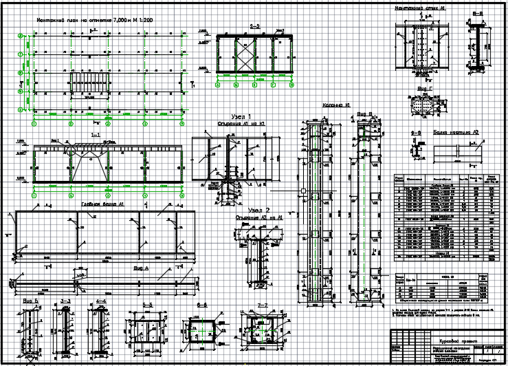 Чертеж курсовой по металлическим конструкциям