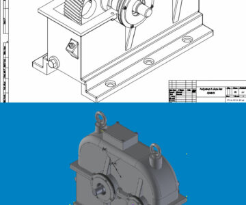 3D модель Одноступенчатый редуктор u=5 Inventor