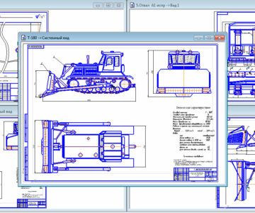 Чертеж Бульдозер на базе трактора Т-180