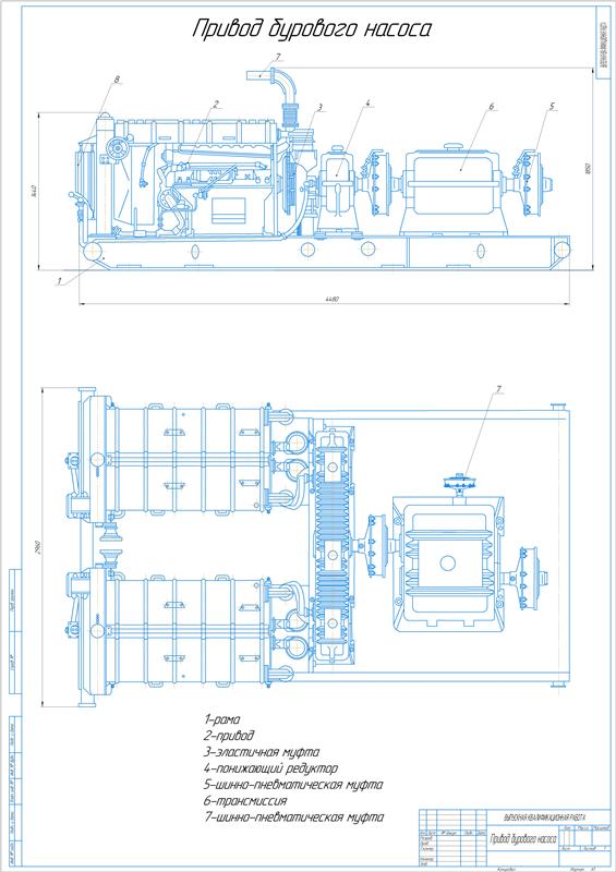 Чертеж Привод бурового насоса