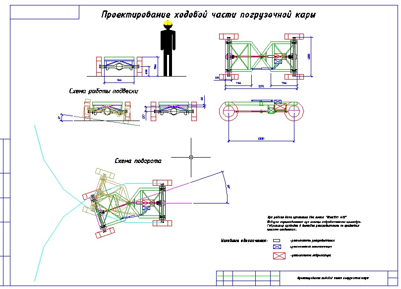 Чертеж Проектирование ходовой части погрузчика (самодельного)