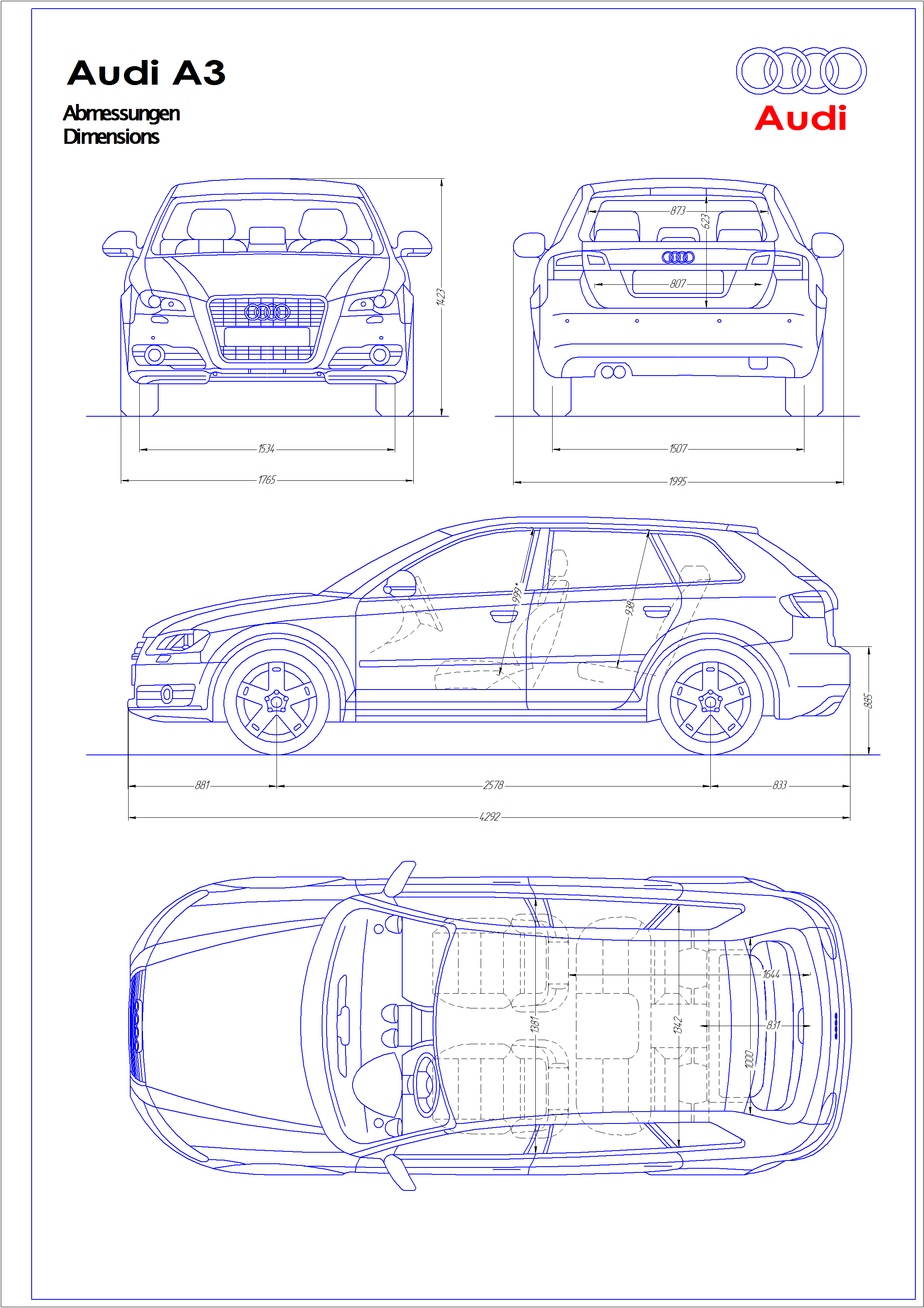 Чертеж Общий вид Audi A3