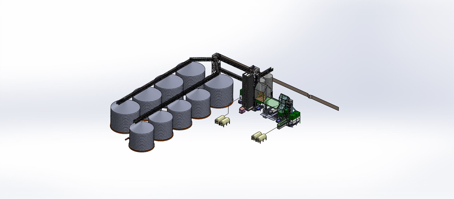 3D модель Комплекс зерноочистительный + элеватор