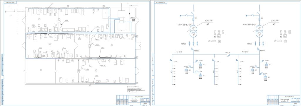 Чертеж Электроснабжение ремонтно-механического цеха сельскохозяйственного предприятия