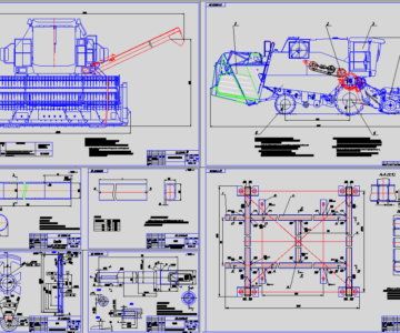 Чертеж Общий вид и деталировка комбайна КЗС-1218