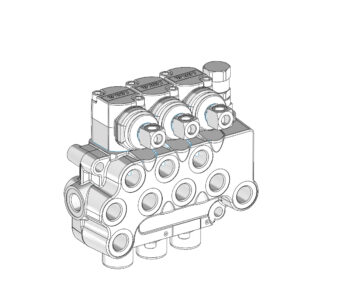 3D модель Клапан ручной гидравлический трёхсекционный