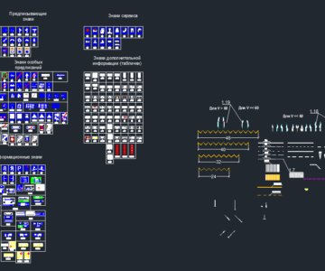 Чертеж Дорожные знаки и разметка. Блоки с параметрами