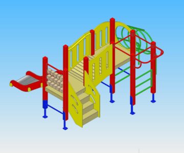 3D модель Детская горка с угловым лазом и турником