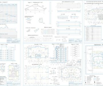 Чертеж 5-ти этажный 20-ти квартирный монолитный жилой дом