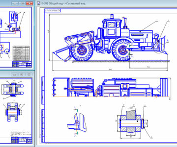 Чертеж Бульдозер на базе К-701