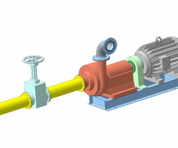 3D модель Насосная установка на базе шламового насоса 8Ш8 с элементами подачи и отвода шлама и запорной задвижкой ЗШ-250