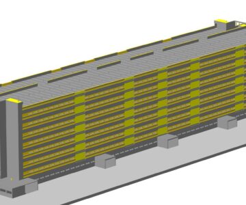 3D модель Крытая парковка с верхними открытыми ярусами на более 1500 Р мест