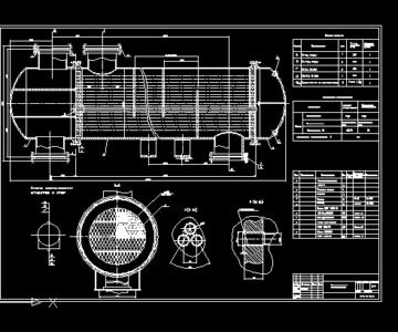 Чертеж Кожухотрубчатый теплообменник (4 хода)