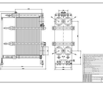 Чертеж Тепломассообменное оборудование предприятий. Пластинчатый теплообменник.