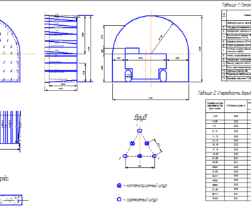 Чертеж Проведение горизонтальной выработки буровзрывным способом - Вариант №13