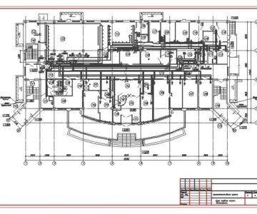 Чертеж Отопление,вентиляция и кондиционирование фдминистративного 4 этажного здания
