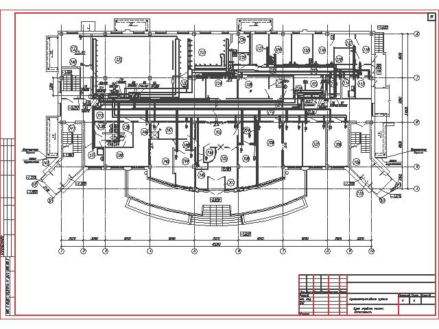 Чертеж Отопление,вентиляция и кондиционирование фдминистративного 4 этажного здания