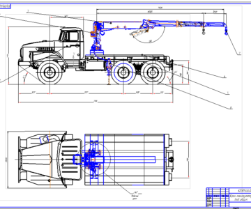 Чертеж Кран-манипулятор на шасси Урал-4320