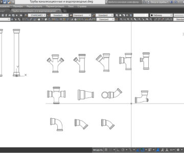 Чертеж Канализационные переходники и трубы