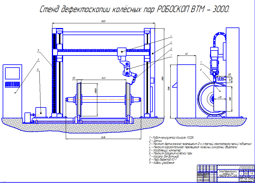 Чертеж Стенд дефектоскопии колёсных пар РОБОСКОП ВТМ-3000