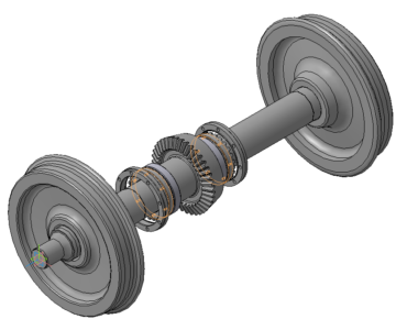 3D модель Колесная пара тяговой тележки машин ВПР-02, ВПРС-02