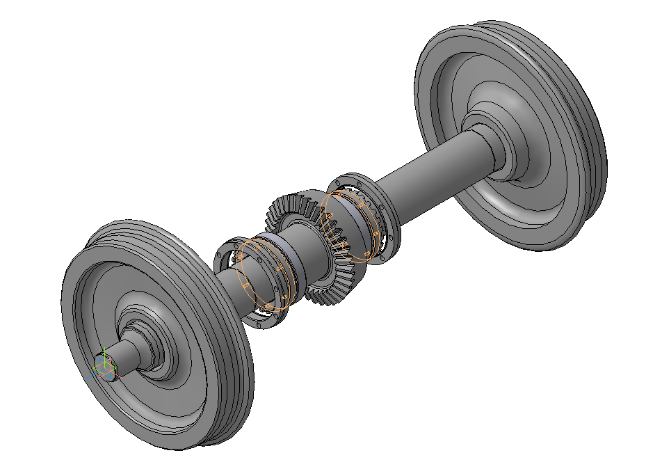 3D модель Колесная пара тяговой тележки машин ВПР-02, ВПРС-02