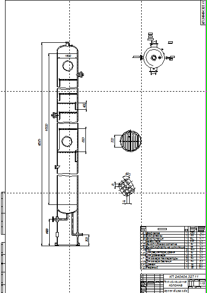 Чертеж Ректификационная колонна смеси ацетон-бензол