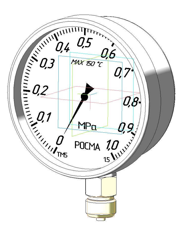 3D модель Манометр ТМ-521Р.00 (0-1 МПа); G1/2; 150 град.С; 1,5 ТУ 4212-001-4719015564-2008