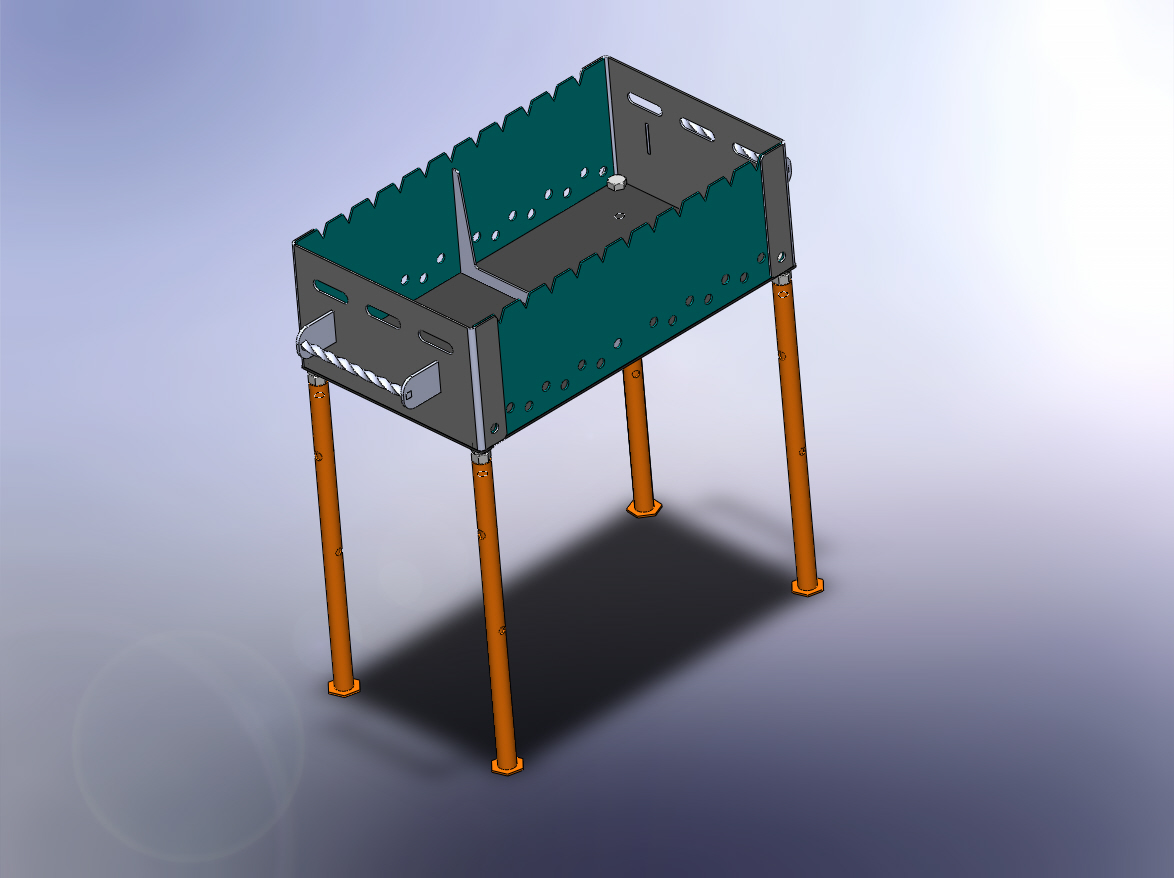 3D модель Мангал сварной с опорами на болтах