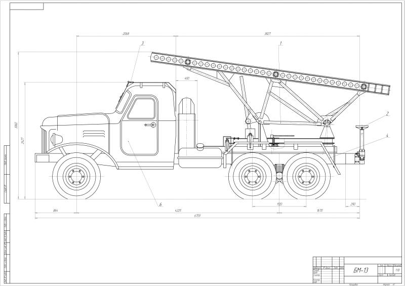 Чертеж БМ-13 "Катюша"