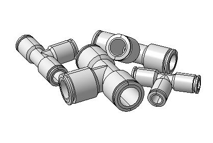 3D модель Фитинги-тройники цанговые фирмы "PNEUMAX" (под трубку диаметром от 6 до 12)