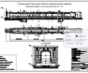 Чертеж Туннельная печь