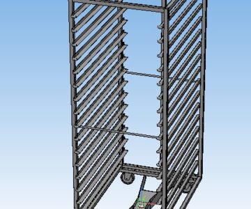 3D модель 3d модель и чертеж тележки для выпечки хлеба