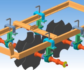 3D модель Установка для определения оптимального угла атаки для разных типов дисков дисковой бороны