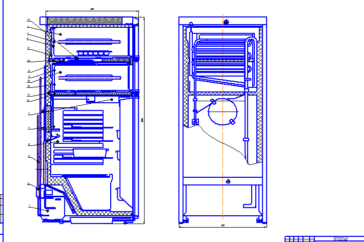 Чертеж «Разработка трехкамерного одно агрегатного компрессионного холодильника»