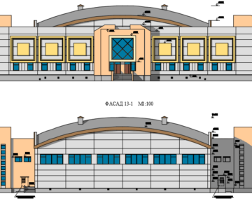 Чертеж Спортивный корпус с залом 36*18м