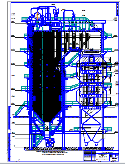 Чертеж Поверочно-конструкторский расчет парового котла БКЗ-220-100-8