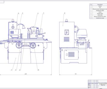 Чертеж Круглошлифовальный универсальный станок 3Б12