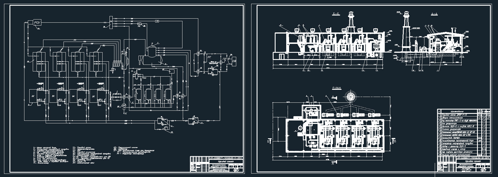 Чертеж Принципиальная тепловая схема производственно-отопительной котельной ДКВР 4-13