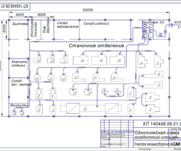 Чертеж Схема расположения силовых сетей участока механосборочного цеха