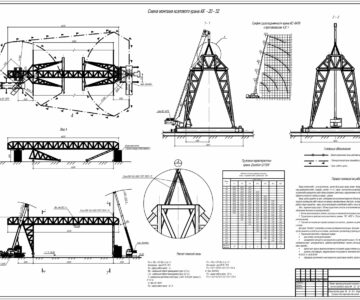 Чертеж Проект производства работ кранами на монтаж козлового крана КК-20-32А стреловыми кранами КС-6476 и Zoomlion