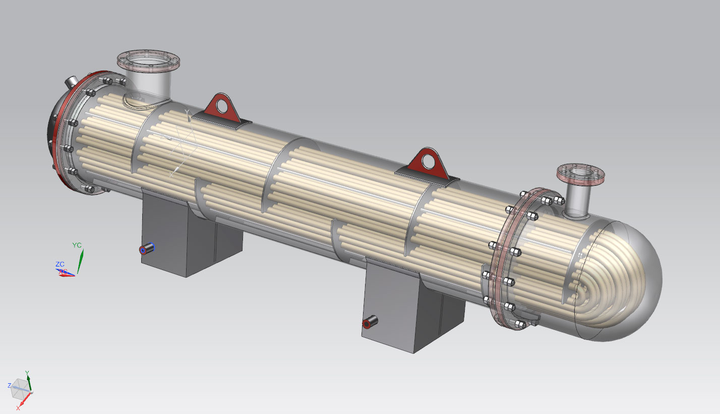 3D модель Теплообменник кожухотрубчатый 2500