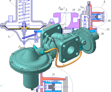 3D модель Регулятор давления газа РДНК-400 (схема и 3d модель)