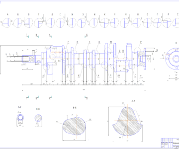 Чертеж Чертеж коленчатого вала Газ53а