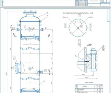 Чертеж Ректификационная установка (смесь метанол - вода)
