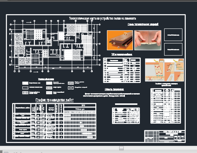 Чертеж Технологическая карта на устройство полов из ламината