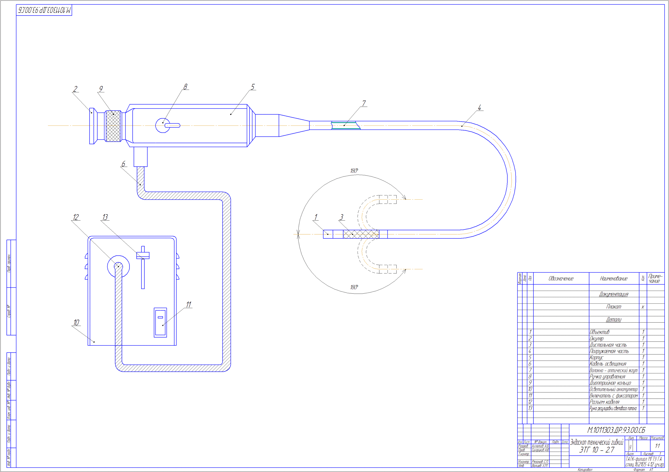 Чертеж Чертеж технического эндоскопа