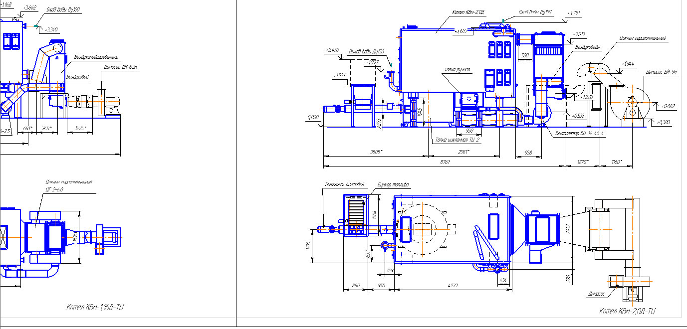 Чертеж Котел опилочный КВм
