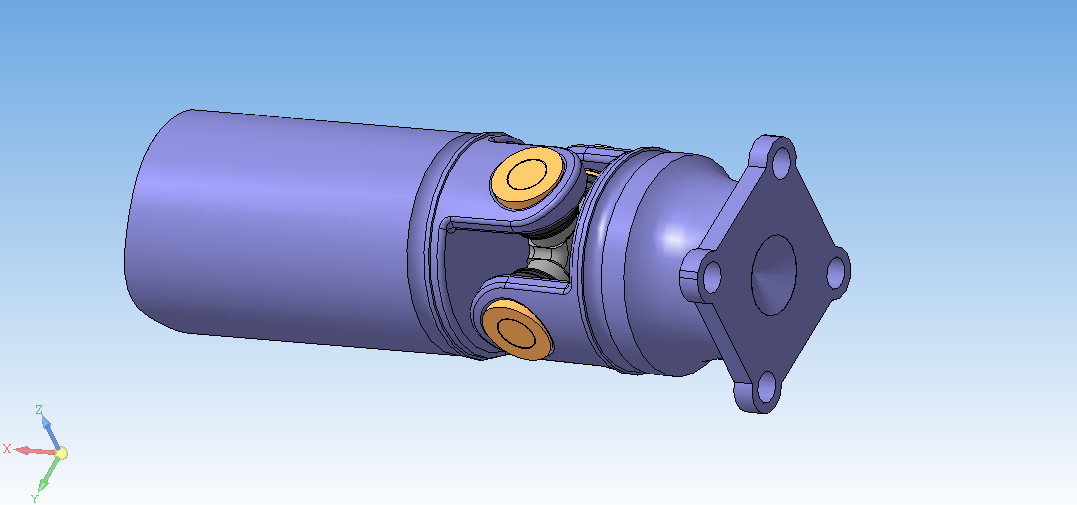 3D модель Карданный вал с крестовиной в сборе