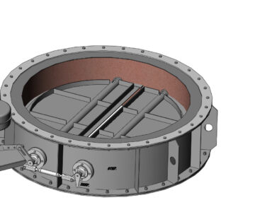 3D модель Затвор поворотный Ду 1500 с пневмоприводом